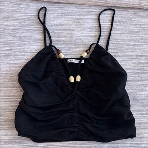 Zara Black Beaded Cropped Cami